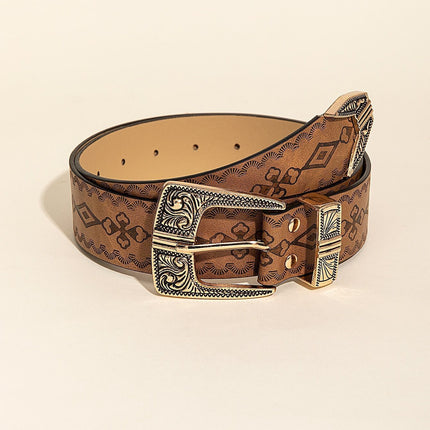 Retro Pattern PU Belt Western Style Women's Belt