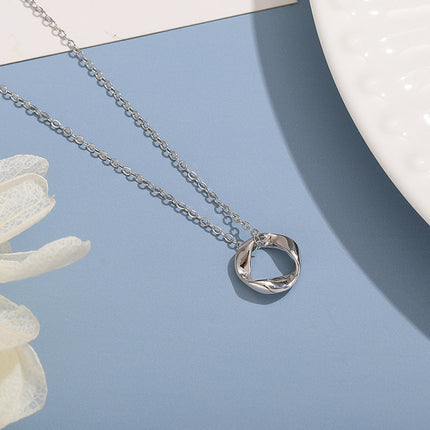 S925 Silver Double Ring Necklace Female Mobius Clavicle Chain
