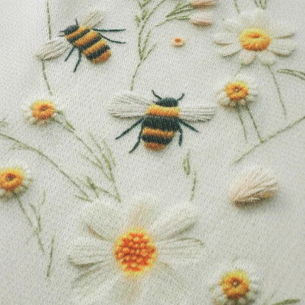 Women's Knitted Sweater Sweater Round Neck Printed Bee Flower Top