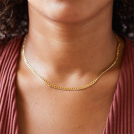 Stainless Steel Necklace 14K Gold Plated Cuban Chain Clavicle Chain