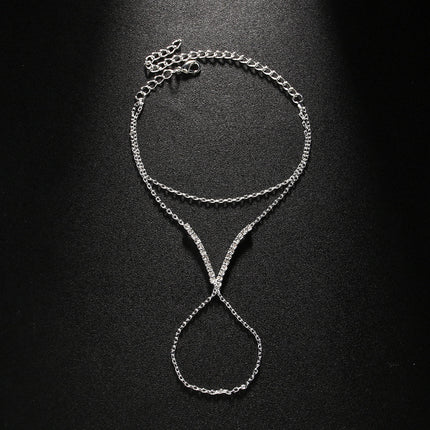 Women's V-finger Simple Copper Bracelet Silver Double-layer Bracelet