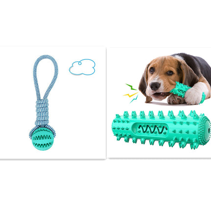 Dog Toys Balls Interactive Treat Rope Rubber Leaking Balls For Small Medium Dogs Chewing Bite Resistant Pet Tooth Cleaning