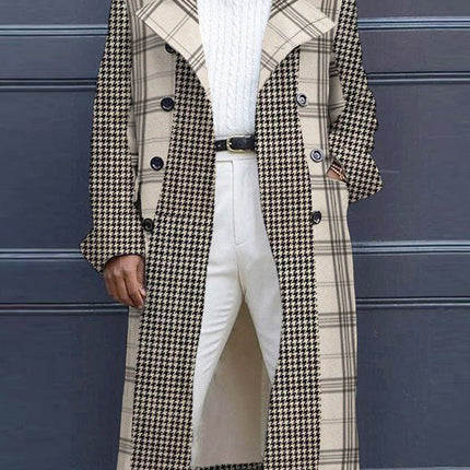 Men's Woolen Stand Collar Mid-length Trench Coat