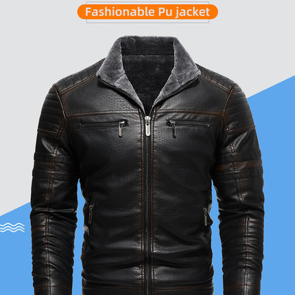 Leather Thickened Artificial Leather Plush Warm Jacket