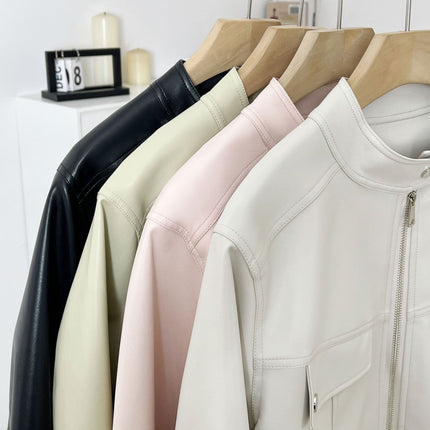 Spring And Autumn Clothing Slimming Leather Coat