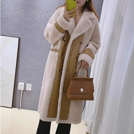 Double Breasted Lamb Fur Coat