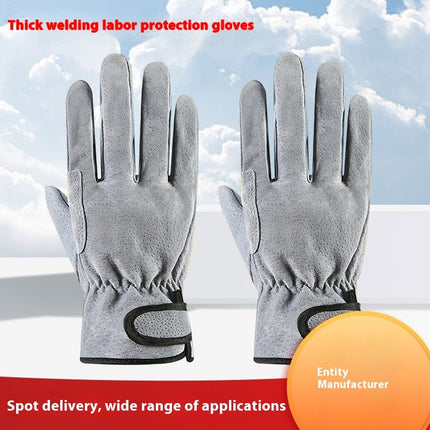 Arc-welder's Gloves Short Work Welding Labor Protection Leather Gloves