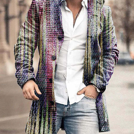 Autumn And Winter New Men's Woolen Stand Collar Medium Long Pocket Casual Coat