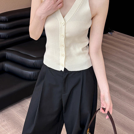 Korean Style Loose V-neck Sleeveless Knitwear