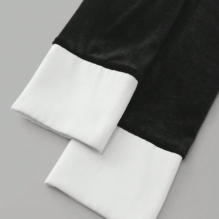 Women's Contrast Collar Maid Style Long Sleeve Short Dress