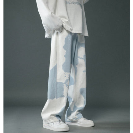 Tie Dyed Denim Straight Leg Pants For Boys
