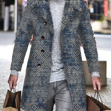 Men's Woolen Stand Collar Mid-length Trench Coat