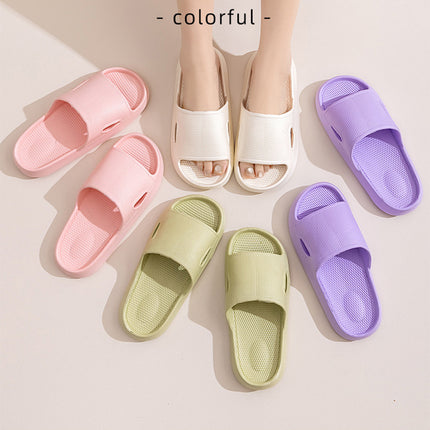 Solid Color Thick Bottom Home Slippers Summer Non-slip Floor Bathroom Slipper Women Men Couples Shoes