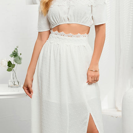 Women's Off-shoulder Short-sleeved Top With Lace Lining