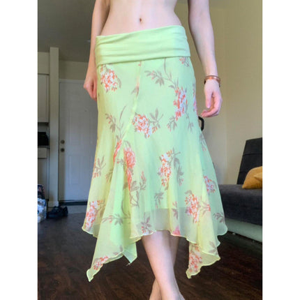 Sneaky Design Floral Flounce Irregular Long Dress