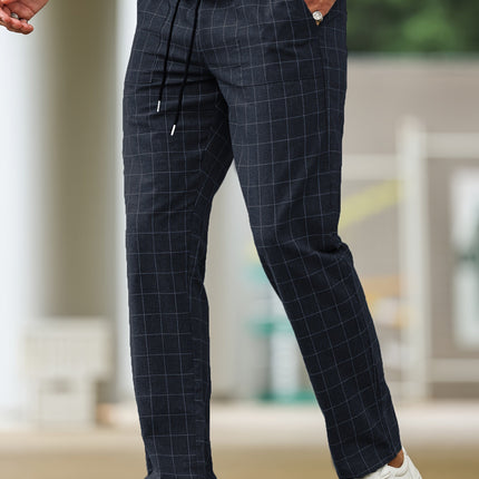 Men's Comfortable Soft Polyester Stripe Plaid Pants
