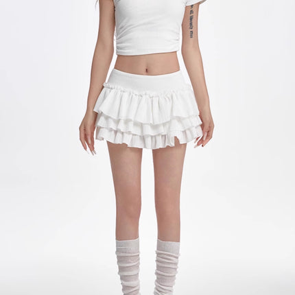 Puffy Cake Dress Women's Low Waist Pleated Skirt