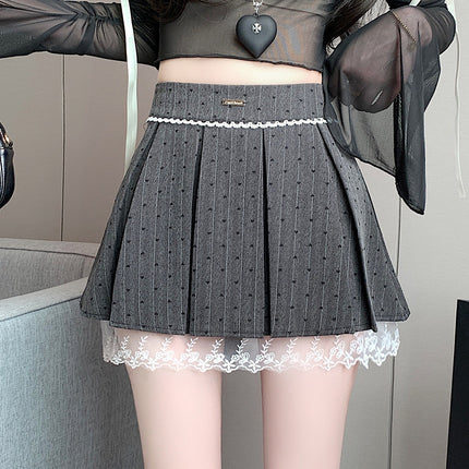 College Style Bow Polka Dot Suit Pleated Skirt