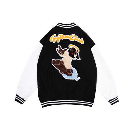 Street Fashion Brand Loose Stand Up Collar Contrast Jacket