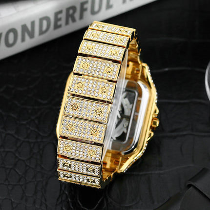 Square Special-interest Design Hollow Full Diamond Quartz Watch