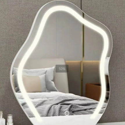 Large Makeup Mirror Cloud Shape Vanity Mirror 3 Colors LED Lights 220V