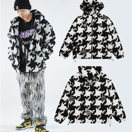 Trendy Loose Irregular Plaid Jacket Couples