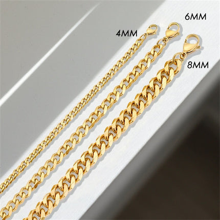 Stainless Steel Necklace 14K Gold Plated Cuban Chain Clavicle Chain