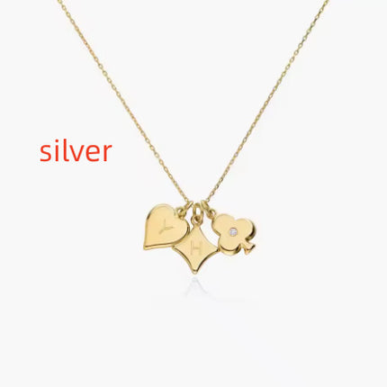 Willow Card Initials Necklace With Diamond Stainless Steel Charm