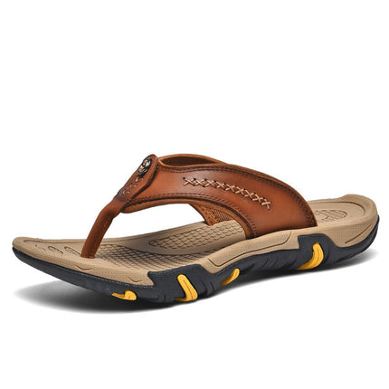 Genuine Leather Flip Flops Outdoor Wear Non-slip