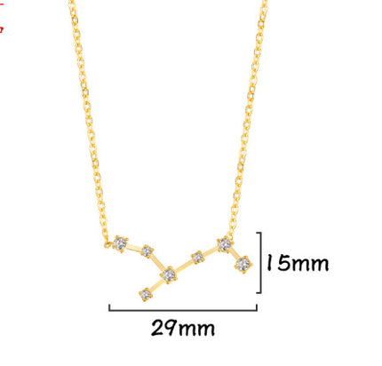 A Stainless Steel Necklace With Diamond-encrusted Pendant For The Twelve Zodiac Signs