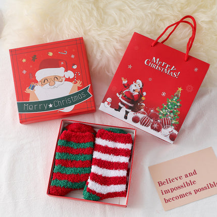 Fashion Simple Coral Fleece Christmas Stockings Gift Box