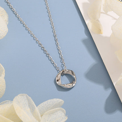 S925 Silver Double Ring Necklace Female Mobius Clavicle Chain