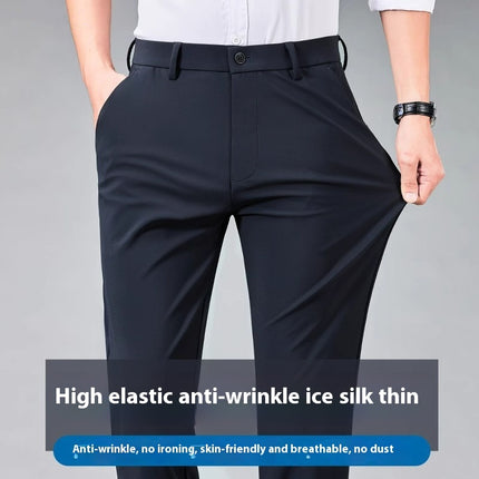 Summer Ice Silk Thin Non-ironing Men's Business Casual Pants