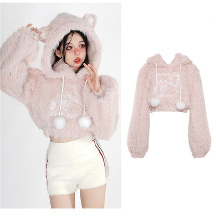 Women's Fashion Cat Short Fur Ball Sweater