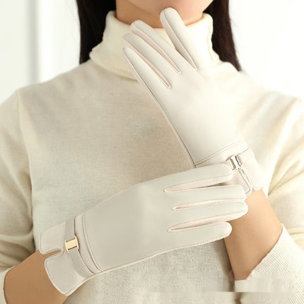Personality Fleece-lined PU Gloves For Women