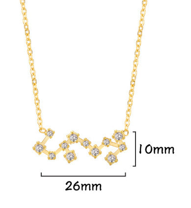A Stainless Steel Necklace With Diamond-encrusted Pendant For The Twelve Zodiac Signs