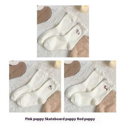Cute Cartoon Fleece Lined Padded Warm Keeping Winter Socks