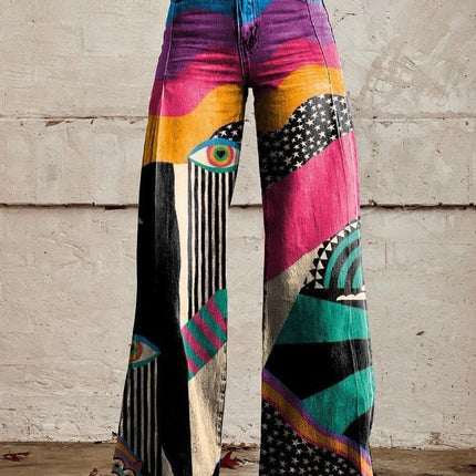 Horn Simulation Denim Trousers Loose Pants For Women