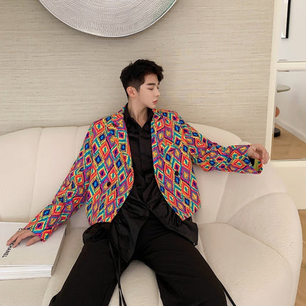 Men's And Women's Fashion Limited Retro Trend Suit Oil Painting Color Ins Coat