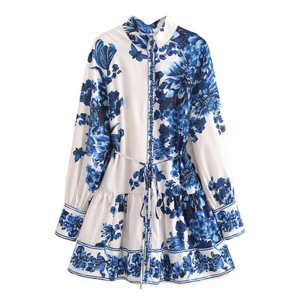 Waist Belt Positioning Temperament Long Sleeve Dress