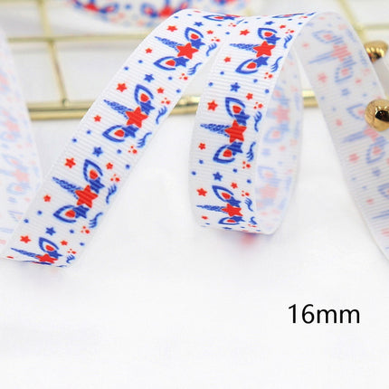 Stars And Stripes Ribbon Dovetail Bowknot Hair Ring Double Stitching Dovetail Ribbon