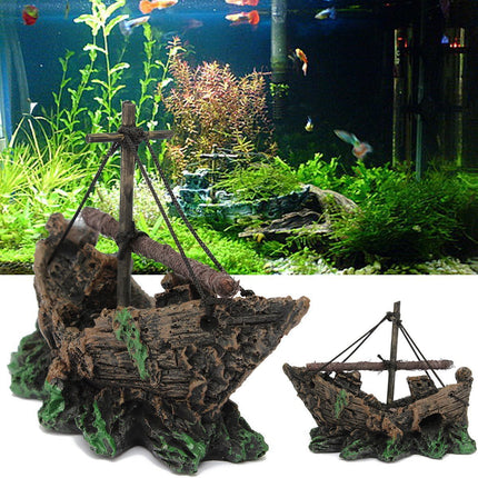 Aquarium Landscape Glass Fish Tank Decoration Small Net Boat
