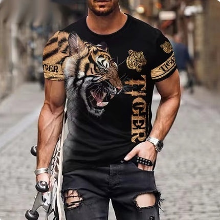 Fashion Personality Fierce Lion Printing 3d T-shirt Men