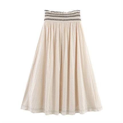 Contrast Color Waist Vacation Style Skirt