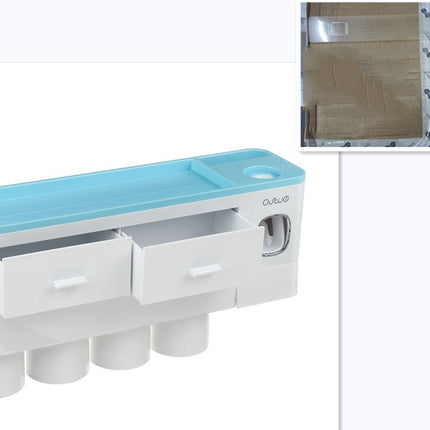 Non-marking Hanging Magnetic Toothbrush Holder Single Drawer Storage Rack With Toothpaste Squeezer Toiletry Set