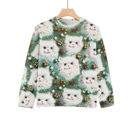Women's Round Neck Long Sleeve Cat Printing Sweater