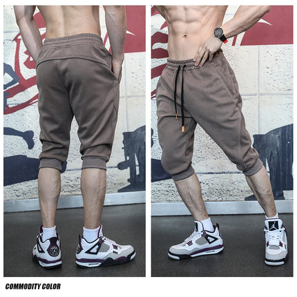 Leisure Sports Daily Outdoor Cropped Trousers Patchwork Pocket Zipper Leg Shaping Thread