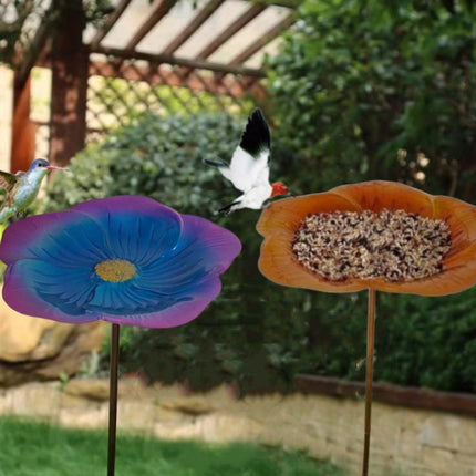 Ground Metal Flower With Sheep Hook Bird Feeder