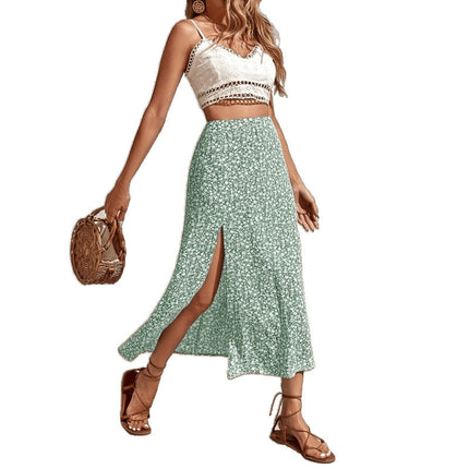 Floral Split New Chinese Style Skirt Fairy Dress For Women