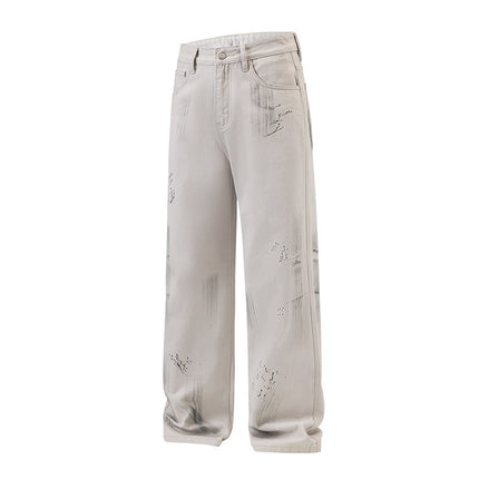 American Street Hip Hop Tie-dyed Washed Jeans Men